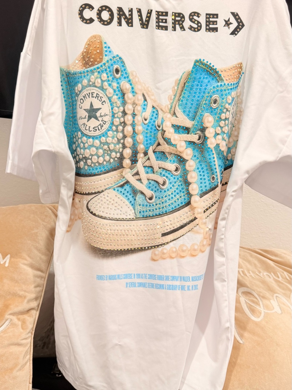 Converse Kids White Tee with Bright Blue All Star Sneaker Graphic